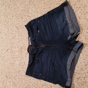 Dark blue aero high waisted folded Jean shorts